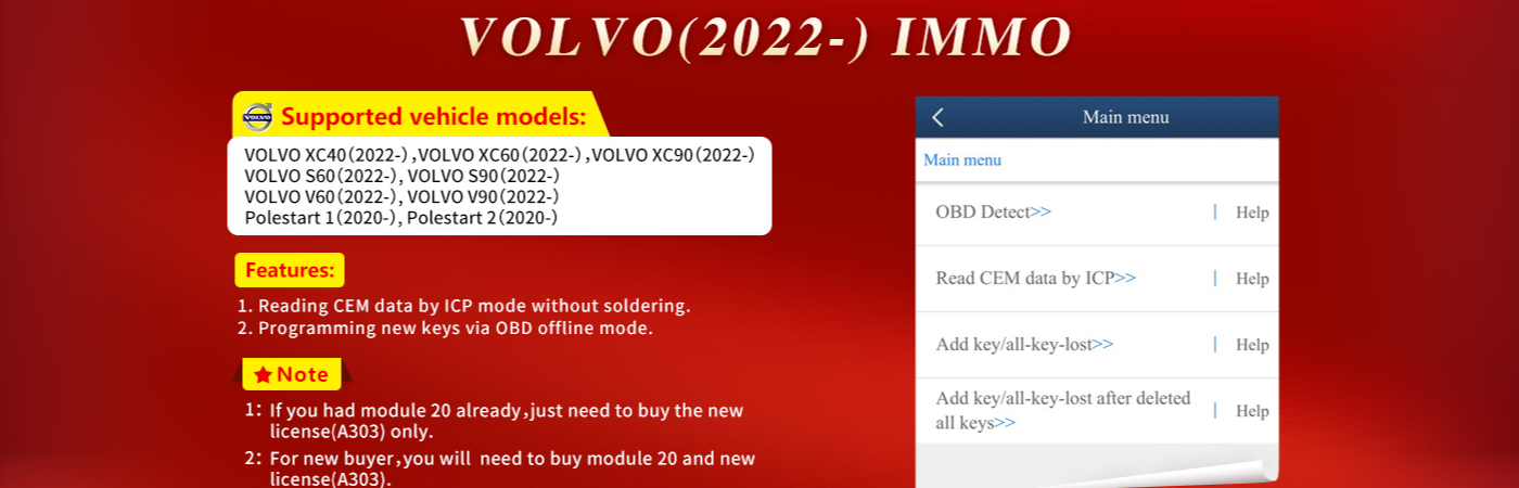 A303 License for Volvo 2022- Immo